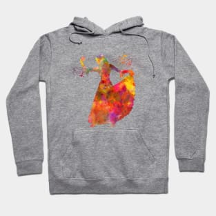 Gypsy woman dancing flamenco dancer silhouette in watercolor Hoodie